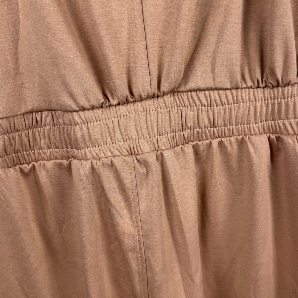 Fashion Nova Nude Wide Leg Jumpsuit Medium Stretch Drawstring Pockets - Picture 10 of 11